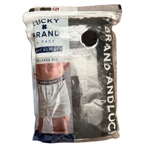 Lucky Brand Men's Black Boxer Briefs 4 Pack Knit Boxer Shorts Underwear XL 40-42